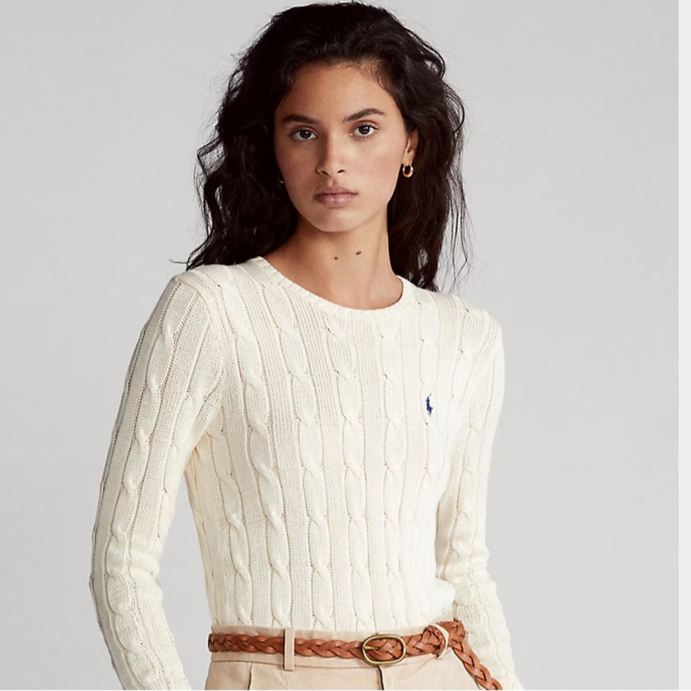 NWOT Polo Ralph Lauren Cable-Knit Cotton Crewneck Sweater